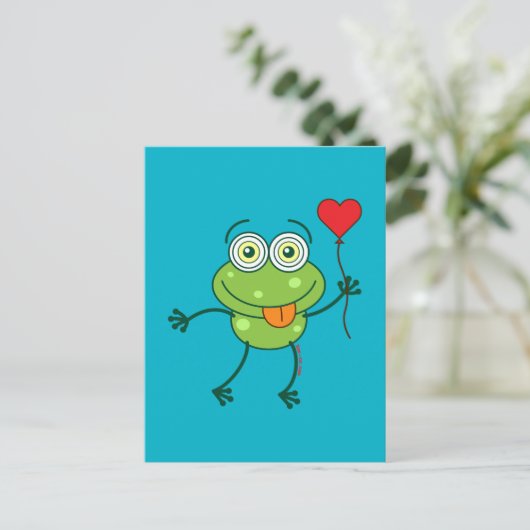 Green frog falling madly in love briefkaart (Staand voorkant)