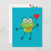 Green frog falling madly in love briefkaart (Voorkant / Achterkant)