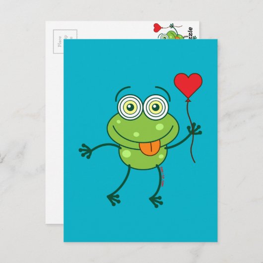 Green frog falling madly in love briefkaart (Voorkant / Achterkant)