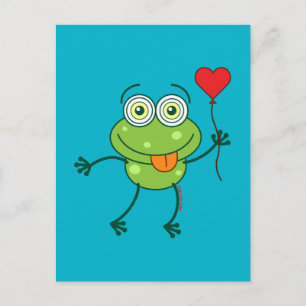 Green frog falling madly in love briefkaart