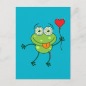 Green frog falling madly in love briefkaart (Voorkant)