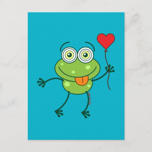 Green frog falling madly in love briefkaart (Voorkant)