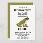 Green Frog Funny Birthday Party Kaart (Voorkant / Achterkant)