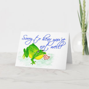 Green Frog Get Well Card Kaart