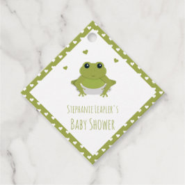 Green Frog Hearts Naam Baby shower Bedankjes Labels