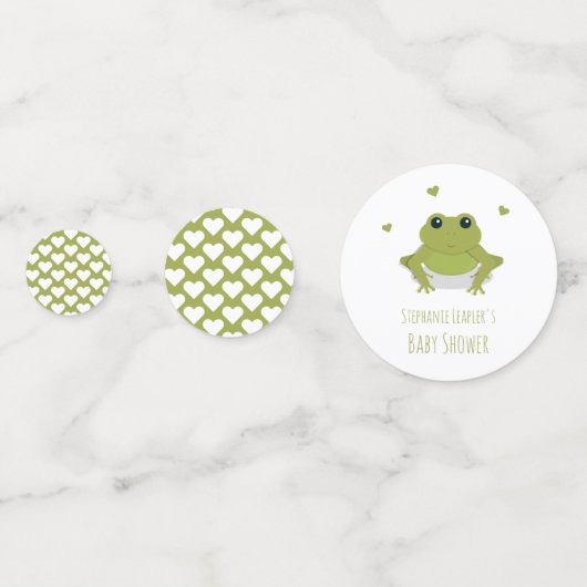 Green Frog Hearts Naam Baby shower Confetti (Achterkanten)