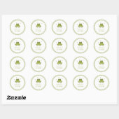 Green Frog Hearts Naam Baby shower Ronde Sticker (Vel)