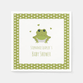 Green Frog Hearts Naam Baby shower Servet