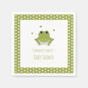 Green Frog Hearts Name Baby shower Servet