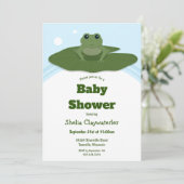 Green Frog Lily Pad | Uitnodiging tot Baby shower (Staand voorkant)