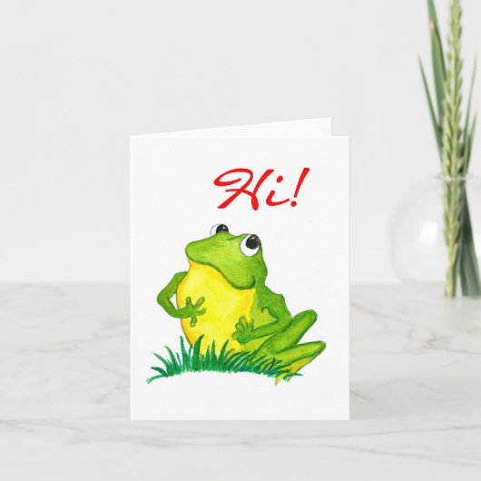 Green Frog Notecard om 'Hi' te zeggen. Kaart (Voorkant)