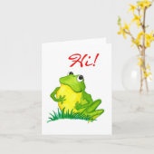 Green Frog Notecard om 'Hi' te zeggen. Kaart (Gele Bloem)