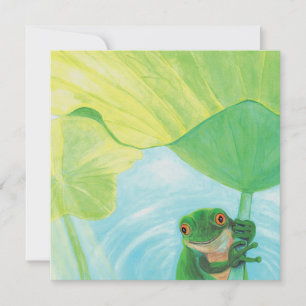 Green Frog onder Lily Pad Wenskaart