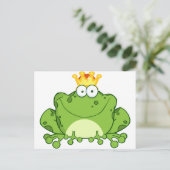 Green Frog Prince Cartoon Character Briefkaart (Staand voorkant)