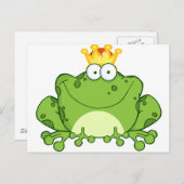 Green Frog Prince Cartoon Character Briefkaart (Voorkant / Achterkant)