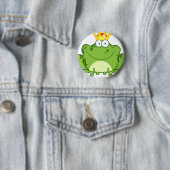 Green Frog Prince Cartoon Character Ronde Button 5,7 Cm (In situ)