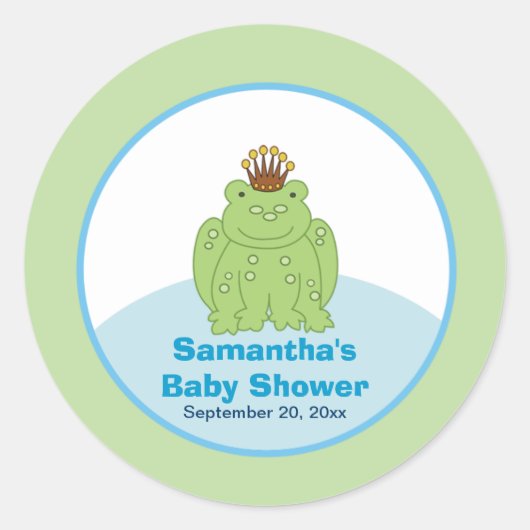 Green Frog Prince Round Custom Favor Sticker (Voorkant)