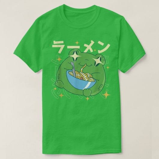 Green Frog Ramen Kawai Noodle Gifts Japan Frogs T-shirt (Design voorkant)