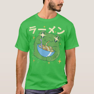 Green Frog Ramen Kawai Noodle Gifts Japan Frogs T-shirt