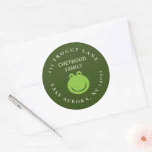 Green Frog Round Return-label Ronde Sticker