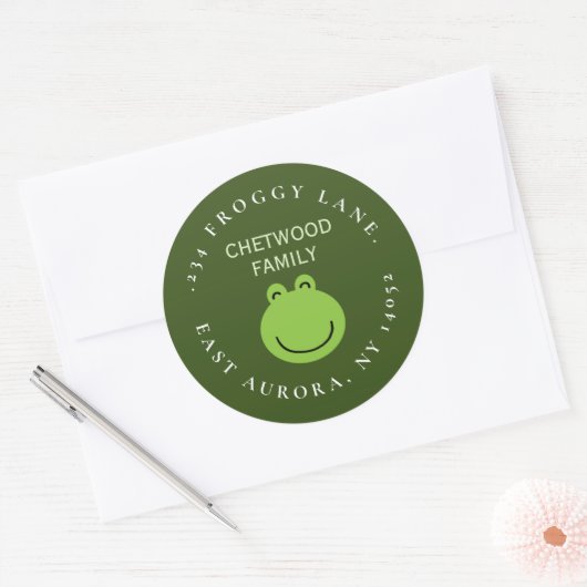 Green Frog Round Return-label Ronde Sticker (Envelop)