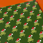 Green Frog Santa Hat Cartoon Nieuwigheid Kerstmis Inpakpapier Vel
