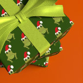 Green Frog Santa Hat Cartoon Nieuwigheid Kerstmis Inpakpapier Vel