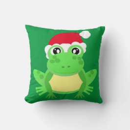 Green Frog Santa Hat Cartoon Novelty Funny Kussen