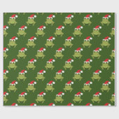Green Frog Santa Hat Cartoon Novelty Kerstmis Cadeaupapier (Vlak)