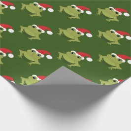 Green Frog Santa Hat Cartoon Novelty Kerstmis Cadeaupapier