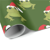 Green Frog Santa Hat Cartoon Novelty Kerstmis Cadeaupapier (Rol Hoek)