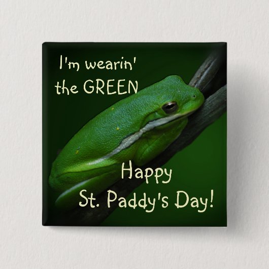 Green Frog St. Patrick's Day Button (Voorkant)