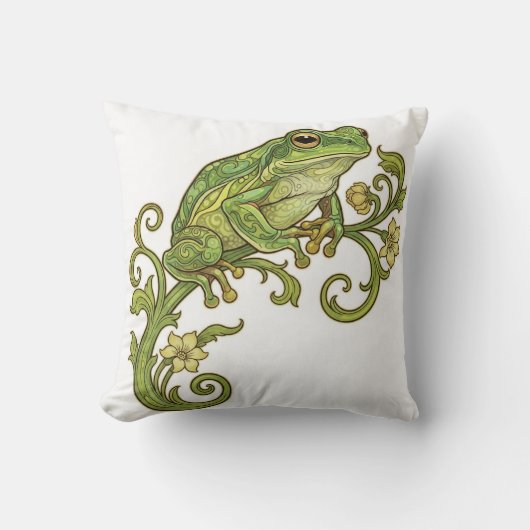 Green Frog Throw Cushion Kussen (Voorkant)