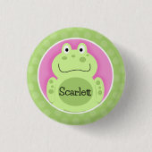 Green Frog Toad Froggy Cute Amphibian Button (Voorkant)