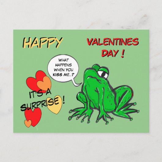 Green Frog Valentines Day Postcard Briefkaart (Voorkant)