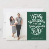 Green Frohe Weihnachten Kalligrafie Foto Feestdagenkaart (Voorkant)