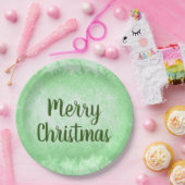 Green Frost Merry Kerstmis Papieren Bordje (Feest)