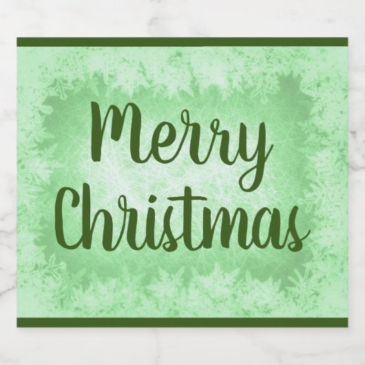Green frost Merry Kerstmis Sparkling Wijnetiket (Enkel label)