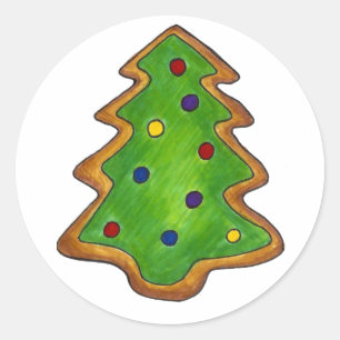 Green Frosted KerstTree Sugar Cookie Holiday Ronde Sticker