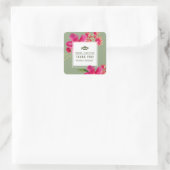 Green | Fuchsia Floral Afstuderen Vierkante Sticker (Tas)