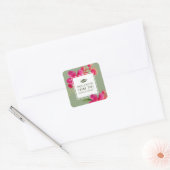 Green | Fuchsia Floral Afstuderen Vierkante Sticker (Envelop)