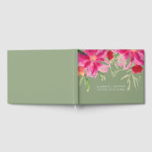 Green Fuchsia Floral Waterverf Wedding Gastenboek (Volledig)