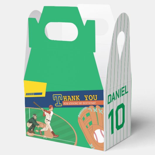 Green Fun Baseball Batter en Catcher Verjaardag Bedankdoosjes (Geopend)
