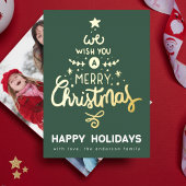 Green Fun Gold Wij wensen u een prettige kerstboom Folie Feestdagenkaart