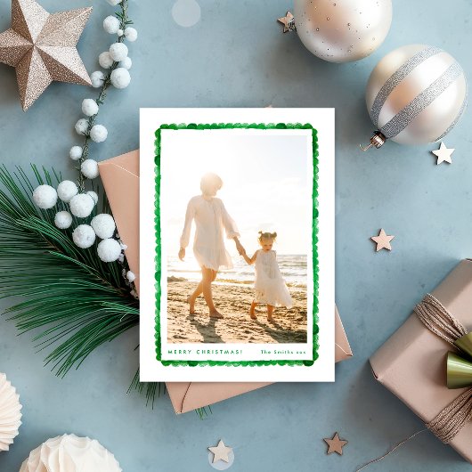 green fun modern festive frame christmas photo feestdagenkaart