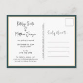 Green Fun Script Modern Photo Minimalist Wedding S Aankondigingskaart (Achterkant)
