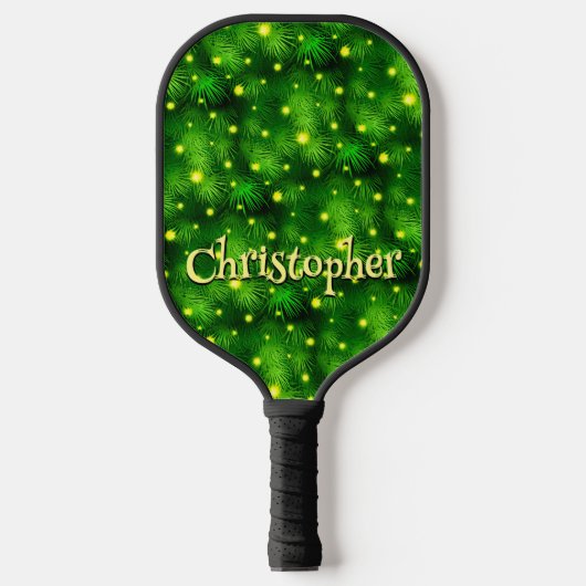 Green Fun Typografie - Eigen naam kerstboom Pickleball Paddle (Voorkant)