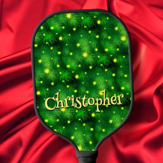 Green Fun Typografie - Eigen naam kerstboom Pickleball Paddle