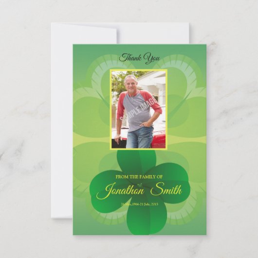 Green Funeral Bedankt Card Kaart (Voorkant)