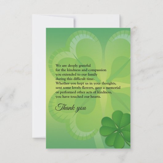 Green Funeral Bedankt Card Kaart (Achterkant)